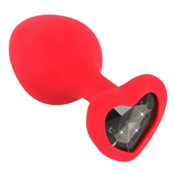 You2Toys Plug M - черен анален вибратор с камъни - среден (червен)
