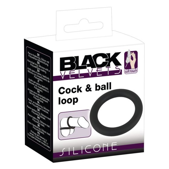 Black Velvet - силиконов пенис пръстен (черен) - 5 см