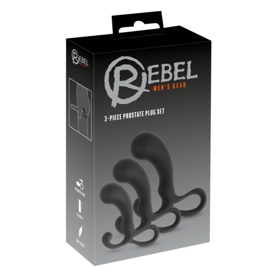 Rebel - комплект от 3 части за простатен вибратор (черен)