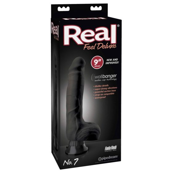 Real Feel Deluxe No.7 - вибратор за тестиси (черен)