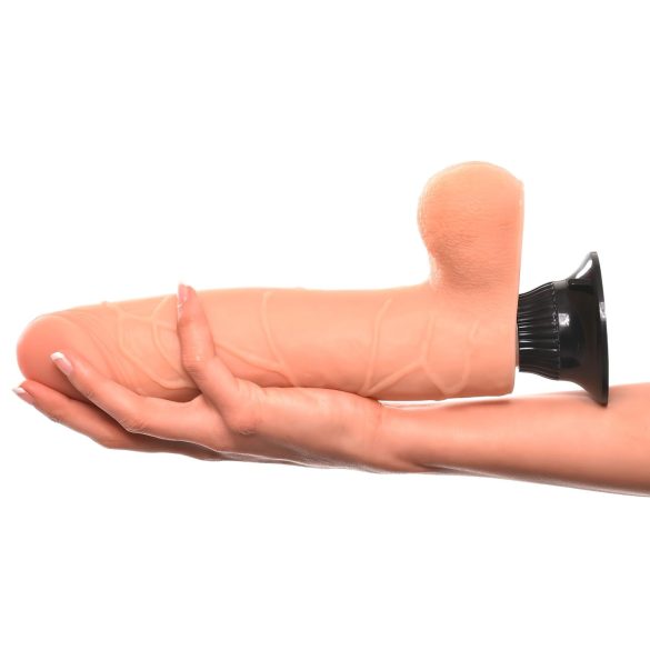 Real Feel Deluxe No.9 - вибратор с тестиси - реалистичен - телесен цвят