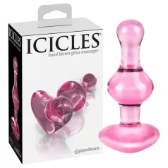   Icicles No. 75 - стъклен анален плъг сърце - розов
