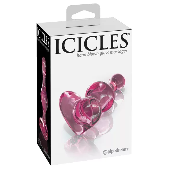 Icicles No. 75 - стъклен анален плъг сърце - розов