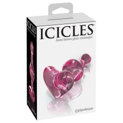   Icicles No. 75 - стъклен анален вибратор с форма на сърце (розов)
