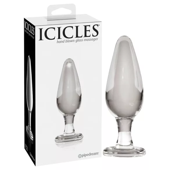 Icicles No. 26 - конусовидна стъклена анална тапа (прозрачна)