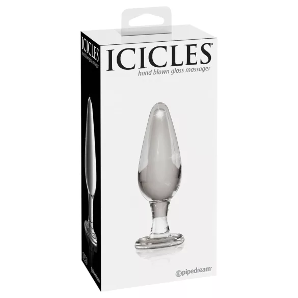 Icicles No. 26 - конусовидна стъклена анална тапа (прозрачна)