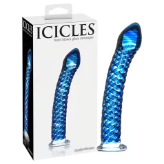   Icicles No. 29 - стъклено спираловидно дилдо за пенис - син