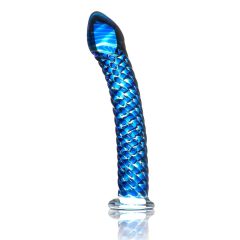   Icicles No. 29 - спираловиден стъклен вибратор с пенис (син)