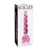 Icicles No. 43 - стъклено дилдо с мъниста и сърце - розово