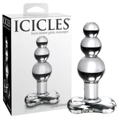   Icicles No. 47 - анален плъг с три мъниста - стъклен, прозрачен