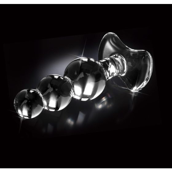 Icicles No. 47 - стъклен анален вибратор с тройни мъниста (полупрозрачен)