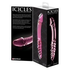   Icicles No. 57 - стъклен вибратор с два накрайника за пенис (розов)