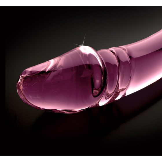 Icicles No. 57 - стъклен вибратор с два накрайника за пенис (розов)