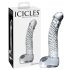 Icicles No. 61 - стъклено дилдо с тестиси и пенис - прозрачно