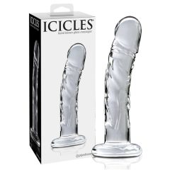   Icicles No. 62 - стъклен вибратор с пенис (полупрозрачен)