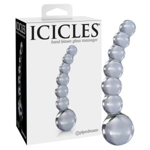 Icicles No. 66 - извит, сферичен, стъклен вибратор (полупрозрачен)