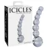 Icicles No. 66 - стъклено дилдо с извита форма и топчета - прозрачно