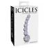 Icicles No. 66 - стъклено дилдо с извита форма и топчета - прозрачно