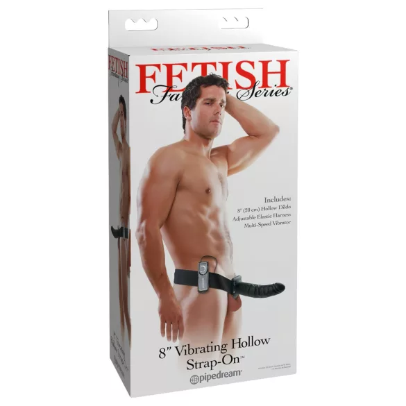 Fetish - страп-он колан с вибратор, кух, черен, 20 см