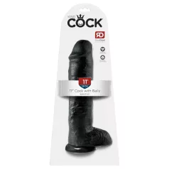   King Cock 11 - дилдо с тестиси и вакуумна основа 28см - черно