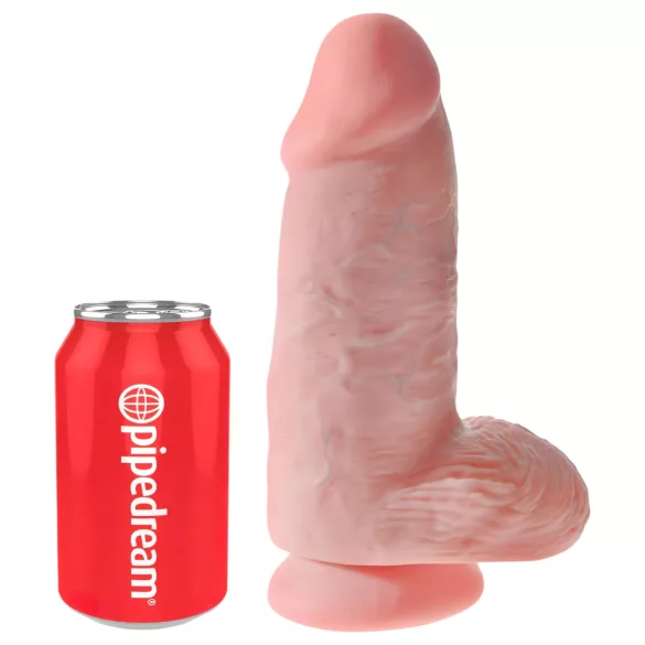 King Cock - дилдо с тестиси и вендуза - 23 см натурален