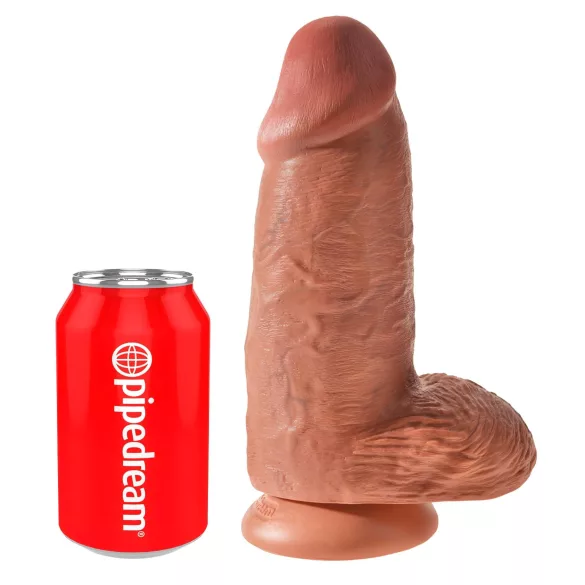King Cock - голям дилдо с вендуза - 23 см - тъмен натурален цвят