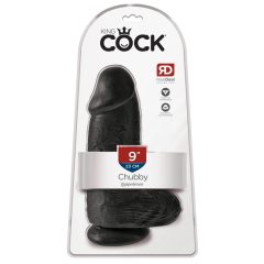   King Cock 9 Chubby - пристягащ се вибратор за тестиси (23 см) - черен