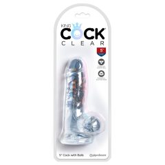  King Cock Clear 5 - малък вибратор с тестиси (13 см)