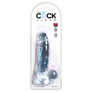 King Cock Clear 7 - вибратор за тестисите (18 см)