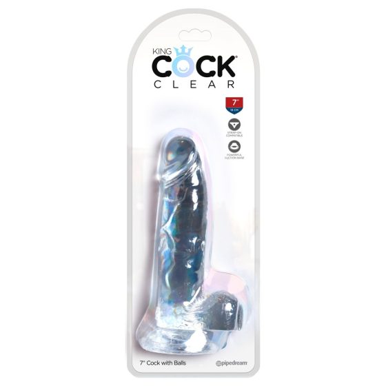 King Cock Clear 7 - вибратор за тестисите (18 см)