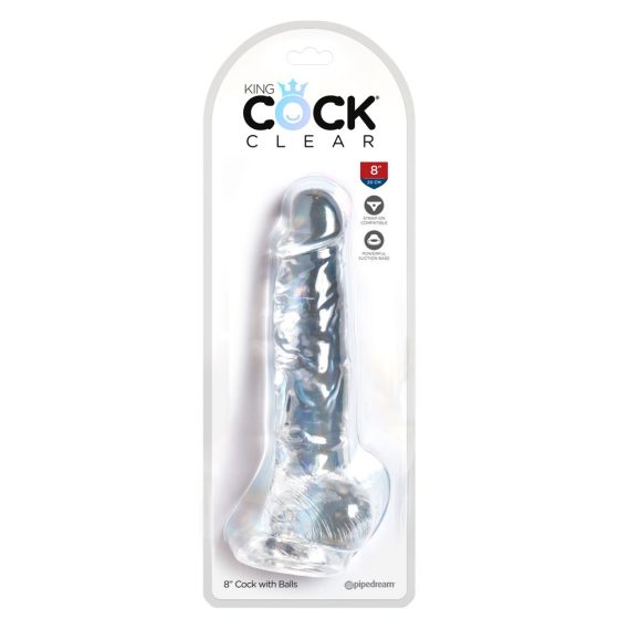 King Cock Clear 8 - вибратор за тестисите (20 см)
