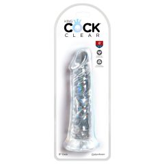   King Cock Clear 8 - голям вибратор със скоба (20 см)