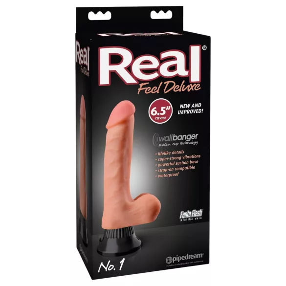 Real Feel Deluxe No.1 - вибратор с тестиси - реалистичен - телесен цвят