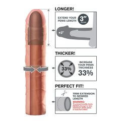   X-TENSION Perfect 3 - реалистична обвивка за пенис (22,8 см) - естествена