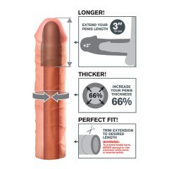   X-TENSION Mega 3 - реалистична обвивка за пенис (22,8 см) - естествена