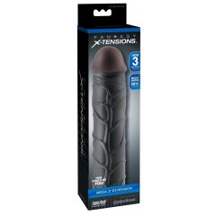   X-TENSION Mega 3 - реалистична обвивка за пенис (22,8 см) - черна