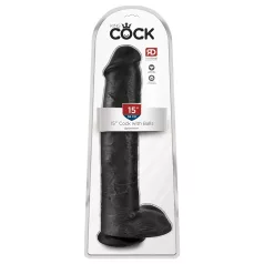   King Cock 15 - дилдо с вендуза и тестиси - 38 см - черен