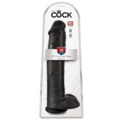   King Cock 15 - гигантски вибратор за тестиси с щипка (38 см) - черен