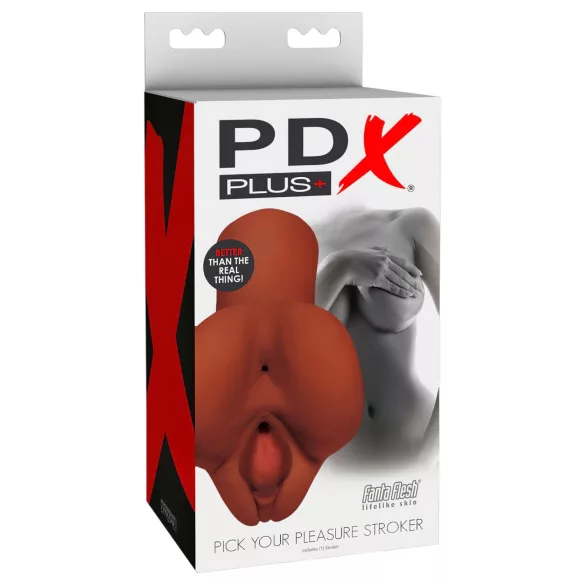 PDX Pick Your Pleasure - 2в1 реалистичен мастурбатор (кафяв)