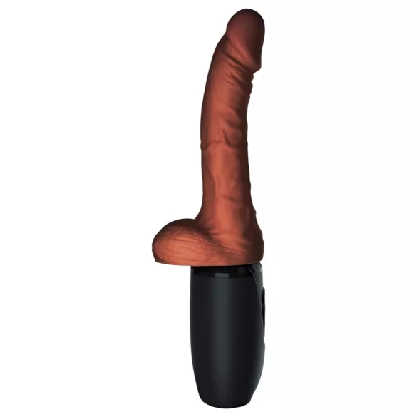 King Cock Plus 7.5 - вибратор с тестиси - кафяв, реалистичен