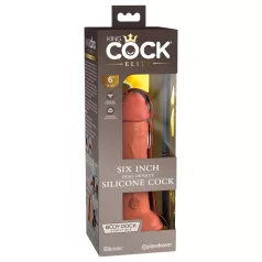   King Cock Elite 6 - реалистично дилдо с вакуумна основа - тъмно, 15 см