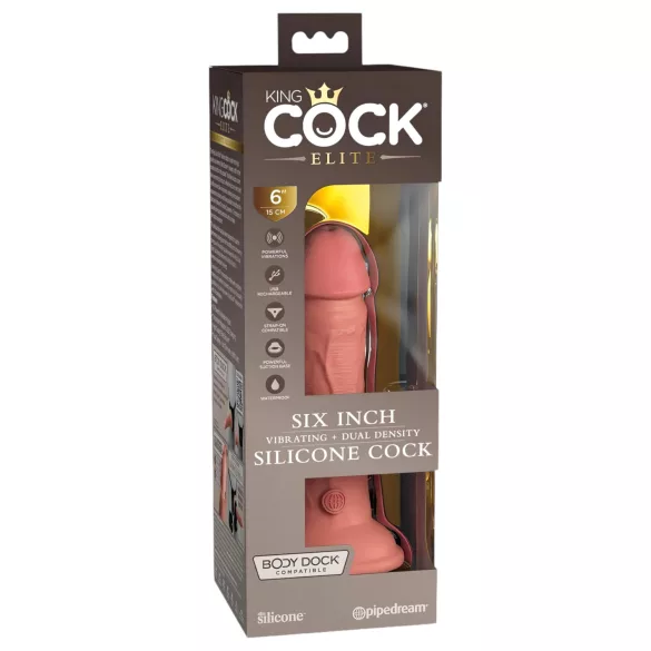 King Cock Elite 6 - вибратор с вендуза (15 см) - телесен цвят