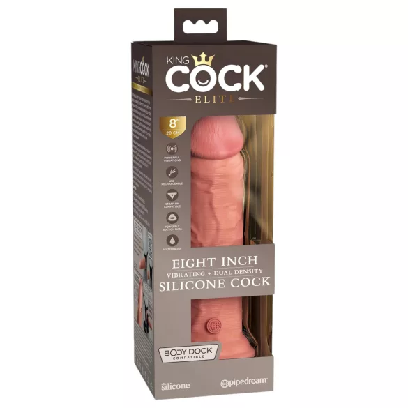 King Cock Elite 8 - вибратор с вендуза - 20см - телесен цвят