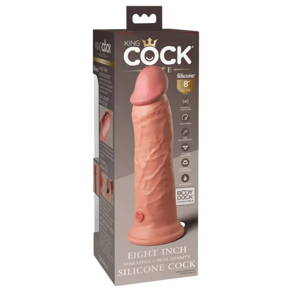King Cock Elite 8 - вибратор с вендуза - 20см - телесен цвят
