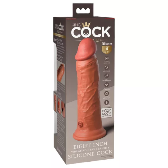 King Cock Elite 8 - вибратор с реалистична форма 20см - тъмна кожа