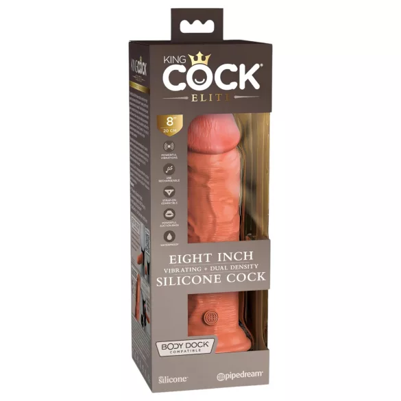 King Cock Elite 8 - вибратор с реалистична форма 20см - тъмна кожа