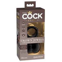   King Cock Elite Crown Jewels - вибриращ пенис пръстен (черен)