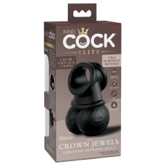   King Cock Elite Crown Jewels - вибриращ пенис пръстен (черен)