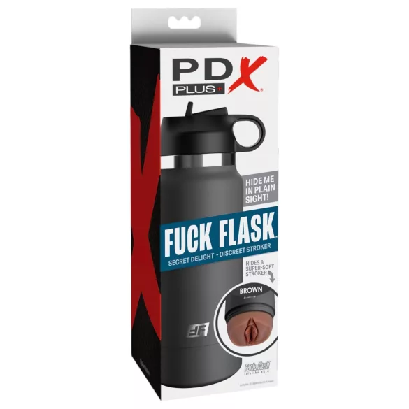 Fuck Flask Secret Delight - изкуствена вагина в манерка (черно-кафява)