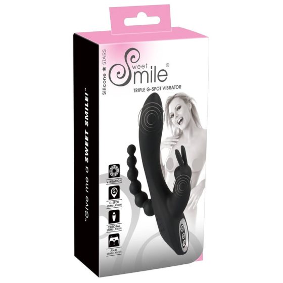 SMILE Triple - Акумулаторни, водоустойчиви вибратори с 3 зъба (черни)